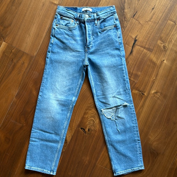re/done 70s Stove Pipe high rise denim 26 medium wash jeans